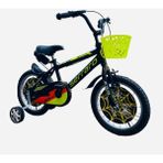 Feyza Design Çocuk Bisikleti 16 Jant Çamurluklu Suluklu Plastik Sepet Siyah-Neon Sarı - Seçenek 1 - Altın