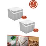 Feyza Design Çok Amaçlı Saklama Kovası 2'li Set, Un Bakliyat ve Erzak Kutusu - Seçenek 1
