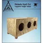 Feyza Design Dış Mekan Için Ahşap 3'lü Kedi Evi 93X41X39 cm - Seçenek 1