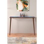 Feyza Design Doğal Ağaç ve Traverten Taşlı Mavi Dresuar, 84X102CM - Ahşap - Ceviz