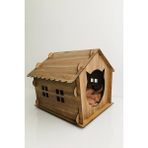 Feyza Design Doğal Ahşap Kedi Evi ve Yatak, Şık ve Konforlu Tasarım - Ahşap - Ceviz - Seçenek 1