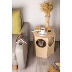 Feyza Design Doğal Ahşap Kedi Yatağı ve Sehpa Seti, Şirin ve Konforlu Tasarım - Seçenek 1