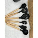 Feyza Design Doğal Bambu Saplı Isıya Dayanıklı Silikon Mutfak Gereçleri Seti - Ahşap - Seçenek 1