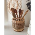 Feyza Design Doğal Hasır Bambu Rattan Saksı ve Dekoratif Saksı 16X16 cm - Amber - Seçenek 1