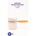 Feyza Design Emaye Cezve 500ML Ahşap Saplı, Şık ve Dayanıklı Evinize Şıklık Katın - Seçenek 1 - Ahşap - Bej