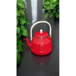 Feyza Design Emaye Kahve ve Bitki Çay Demliği 3,5 Lt, Kırmızı, Vintage, Üstten Saplı - Altın - Turkuaz - Seçenek 1