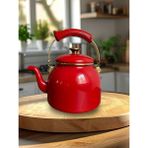 Feyza Design Emaye Kırmızı Bitki Çayı Demliği 2250 Ml, Sağlıklı ve Şık Tasarım - Altın - Turkuaz - Seçenek 1