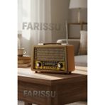 Feyza Design Eskitme Görünümlü Ahşap Müzik Kutusu, Radyo, Bluetooth, Usb, RT-750 - Ahşap - Ceviz