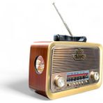 Feyza Design Eskitme Tasarımlı Bluetooth Radyo, Fenerli ve Nostaljik Tasarım - Ahşap - Bej