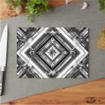 Feyza Design Geometrik Cam Kesme Tahtası, Temperli Cam, Kaymaz Yüzey, Şık Tasarım - Ahşap - Seçenek 1