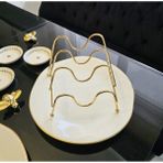 Feyza Design Gold Metal Tabaklık ve Organizer, Şık ve Pratik Tepsi Seti - Altın - Seçenek 1