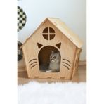 Feyza Design Gülen Ev Kedi Evi, Huş Ağacı ve Marine Kontrplak Malzeme - Seçenek 1