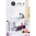 Feyza Design Iki Katlı Beyaz Metal Makyaj ve Takı Organizeri 24X32 cm - Ahşap - Beyaz
