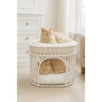 Feyza Design Iki Katlı Kedi Yatağı, Konforlu ve Şık Tasarım - Ahşap - Beyaz - Seçenek 1