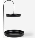 Feyza Design Iki Katlı Siyah Metal Organizer, Takı ve Makyaj Standı, Pratik ve Şık - Ahşap