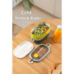 Feyza Design Iki Katlı Vakumlu Paslanmaz Çelik Sefer Tası, Kolay Kilitli ve Kendinden Kaşıklı - Seçenek 1