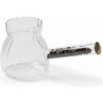Feyza Design Iyi Kahve Için 400 ml Isıya Dayanıklı Cam Cezve, Kulplu, Şık Tasarım - Seçenek 1 - Ahşap - Beyaz