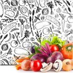 Feyza Design Karışık Sebze Desenli Cam Kesme Tahtası 30X40 Cm, Şık ve Fonksiyonel Tasarım - Ahşap - Beyaz - Seçenek 1