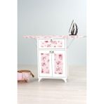 Feyza Design Katlanabilir Beyaz Ütü Masası ve Dolabı, Pembe Çiçek Deseni - Ahşap - Beyaz - Seçenek 1