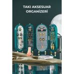 Feyza Design Katlanabilir Seyahat Takı Aksesuar Standı – Yeşil, Yüzük, Kolye, Küpe Organizer - Ahşap