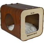 Feyza Design Kedi Evi Dörtgen Mdf 33CM, Şık ve Rahat Tasarım, Evcil Hayvanlar Için Ideaal - Seçenek 1