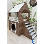 Feyza Design Kedi Evi Xxl, Kahverengi Beyaz, Merdivenli, Iki Katlı Mdf, 83X81X40 cm - Seçenek 1
