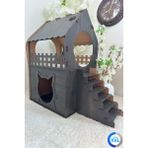 Feyza Design Kedi Evi Xxl Koyu Kahverengi Merdivenli Iki Katlı Mdf 83X81X40 cm - Seçenek 1