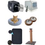 Feyza Design Kedi Lüx Başlangıç Seti, 6 Parça, Kapalı Tuvalet, Yataklı, Tırmalama, Peluş - Açık Bej