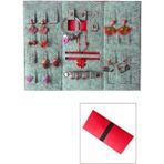 Feyza Design Kırmızı Katlanabilir Seyahat Takı Çantası ve Cüzdan Organizer - Altın - Turkuaz