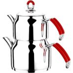 Feyza Design Kırmızı Silikon Kulp Çaydanlık, Şık ve Kullanışlı Orta Boy - Altın - Turkuaz - Seçenek 1