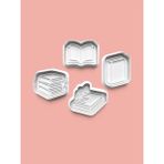 Feyza Design Kitap Temalı Kurabiye ve Şeker Hamuru Kalıbı 4'lü Set - Antrasit