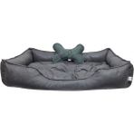 Feyza Design Konforlu Büyük Irk Köpek Yatağı 80X130 Cm, Kemik Desenli Yastık ile - Altın - Gri - Seçenek 1