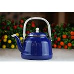 Feyza Design Lacivert Emaye Çaydanlık 2 Litre, Üstten Tutmalı, Çinko Bitki Çayı Demliği - Seçenek 1