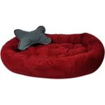 Feyza Design Large Kırmızı Kemik Desenli Yatak, Iç Mekan Köpek Yatağı 60X80 cm - Ahşap - Beyaz - Seçenek 1