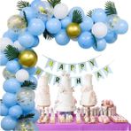 Feyza Design Mavi Doğum Günü Partisi Süslemeleri - Balon Setleri - 52X38 AMERİKAN SERVİSİ 35X35 PEÇETELER - Acı Kahverengi