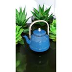 Feyza Design Mavi Emaye Kahve ve Bitki Çay Demliği 3,5 Litre, Üstten Saplı, Vintage Tarz - Ahşap - Ceviz - Seçenek 1