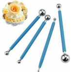 Feyza Design Metal 4'lü Marzipan Şeker Hamuru Seti, Pasta ve Çiçek Yapımı Için - Cappuccino