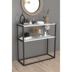 Feyza Design Metal Ayaklı Beyaz Dresuar - Modern Dekoratif Konsol - Ahşap - Bej - Siyah