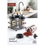 Feyza Design Metal Standlı 4’lü Cam Baharatlık Seti, Etiket Hediyeli, 300 cc - Seçenek 1