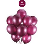 Feyza Design Metalik Bordo Balon 25 Adet - Şık Dekorasyon ve Parti Malzemeleri - 0,5 x 9 cm - Açık Bordo