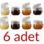Feyza Design Mini Cam Kavanoz Seti, 6'lı, Sızdırmaz, Vakumlu Kapaklı, 13 Cl, Baharat ve Reçel Için - Ahşap