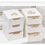 Feyza Design Mini Organizer Set – 3 Çekmeceli Düzenleyici, Takı ve Aksesuar Kutusu - Ahşap - Beyaz
