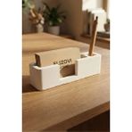 Feyza Design Minimal Masaüstü Düzenleyici, Kalemlik ve Kartvizitlik Çok Amaçlı Organizer - Ahşap - Beyaz