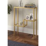 Feyza Design Modern Gold Metal & Temper Cam Dresuar Konsol - Altın