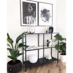 Feyza Design Modern Monte Metal Dresuar, Kahve ve Siyah Ahşap Detaylı Konsol - Altın
