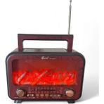 Feyza Design Nostaljik Şömine Görünümlü Dekoratif Radyo, Sıcak Atmosfer Yaratır - Amber