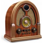 Feyza Design Nostaljik Trend Radyo, Bluetooth ile Modern ve Şık Tasarım - Ahşap - Ceviz