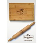 Feyza Design Özel Tasarım Kesme Tahtası ve Merdane, Şık ve Kullanışlı Set - Ahşap - Ceviz - Seçenek 1