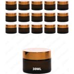 Feyza Design Parlak Gold Renk Cam Krem Kavanozu 30ML, 15'li Set - Ahşap