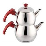 Feyza Design Paslanmaz Çaydanlık, Şık ve Dayanıklı, Orta Boy, Pratik Kullanım - Ahşap - Beyaz - Seçenek 1